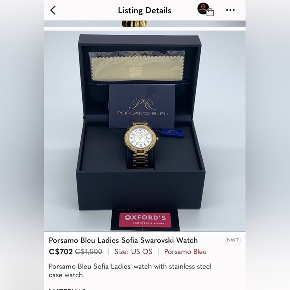 Porsamo Bleu South Sea Crystal luxury stainless steel watch rose gold MSRP $1600 - Picture 9 of 11